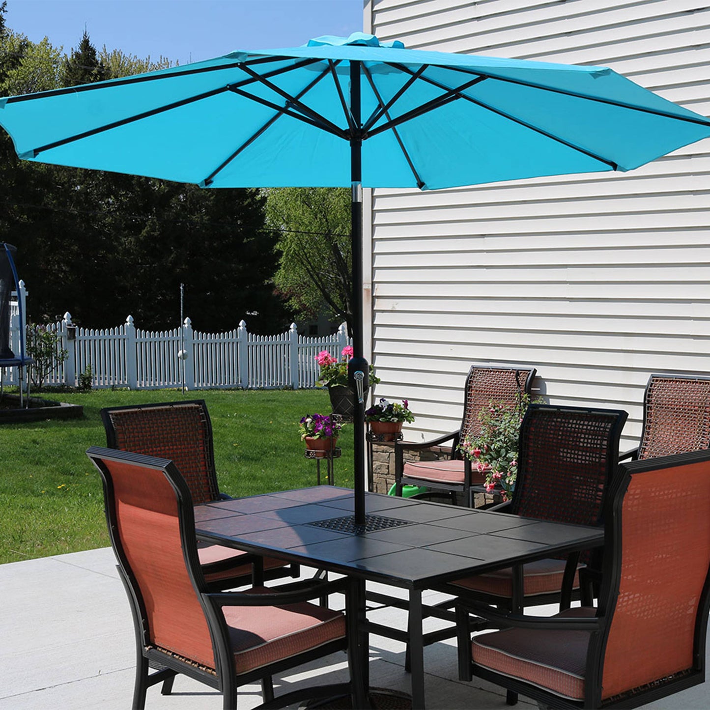 9 ft Aluminum Patio Umbrella with Tilt and Crank - Turquoise
