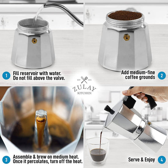 Classic Stovetop Espresso Cup Moka Pot: 5 cup - Dark Gray