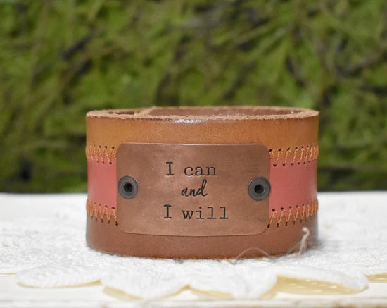 Load image into Gallery viewer, I Can and I Will Leather Cuff Bracelet
