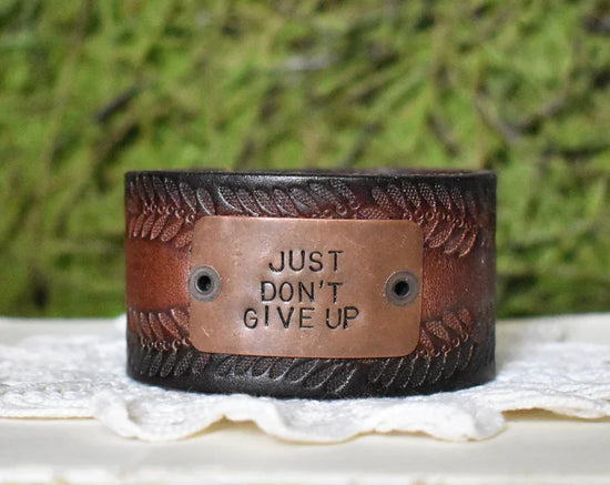 Just Don't Give Up Leather Cuff Bracelet