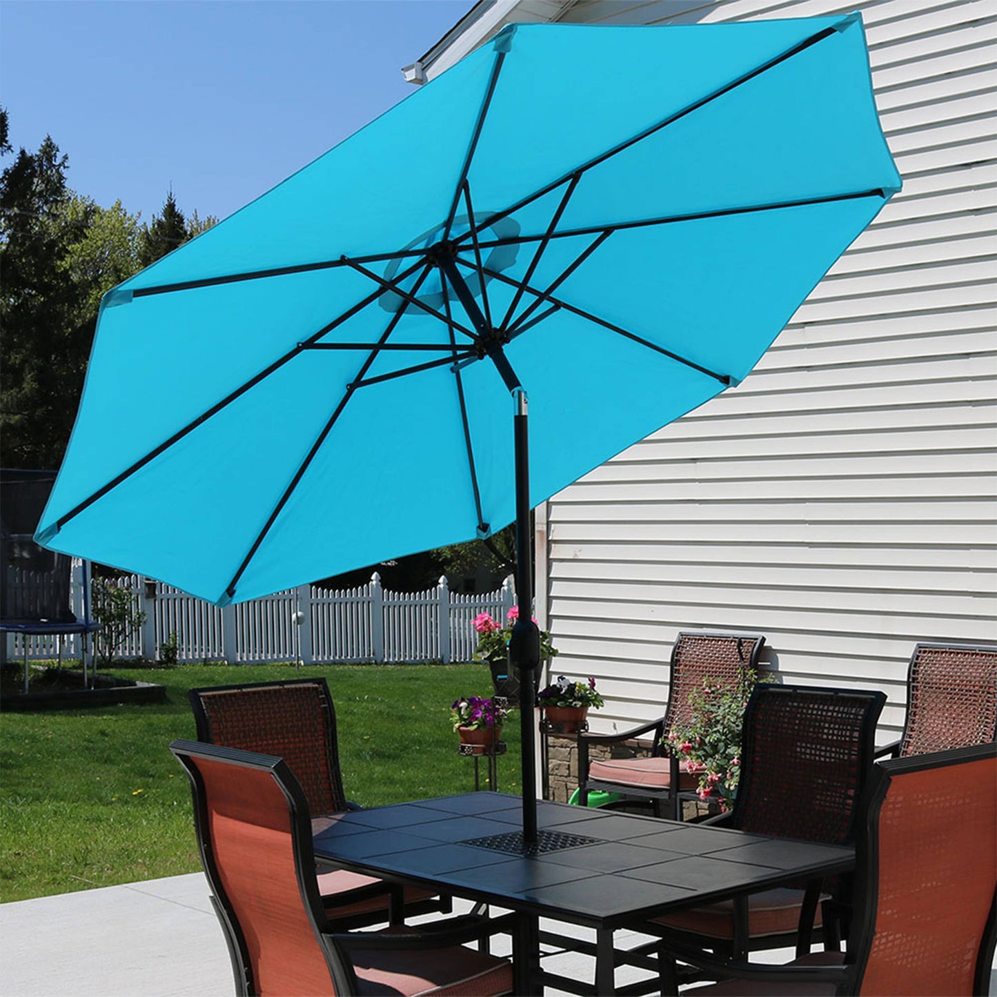 9 ft Aluminum Patio Umbrella with Tilt and Crank - Turquoise