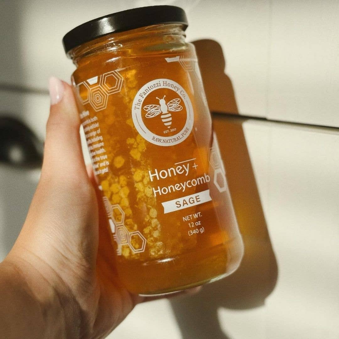 California Sage Honey Comb Honey Jar - Pure Local Raw Honey
