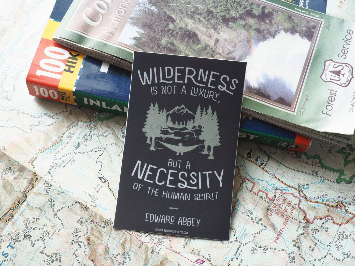 Edward Abbey Wilderness Quote Sticker: Dark Grey