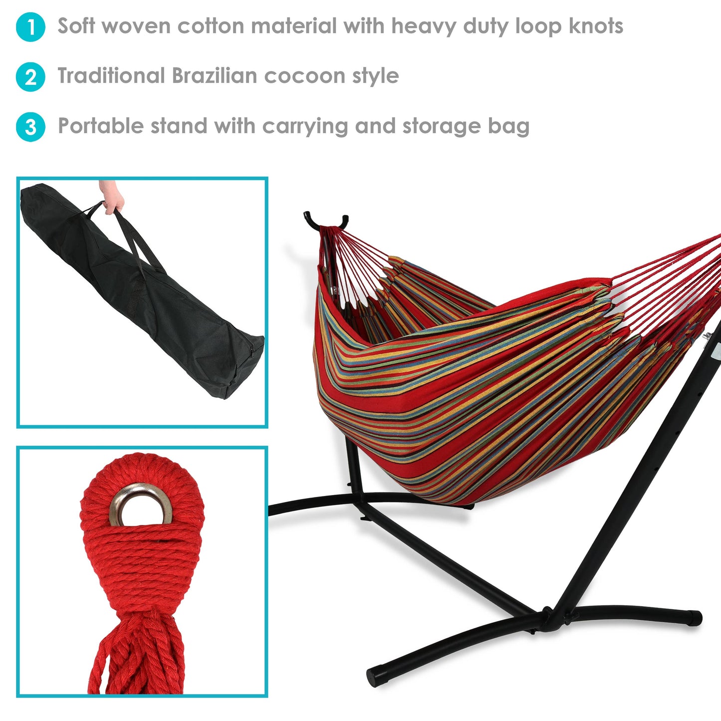 Brazilia Hammock with Steel Stand and Carrying Case - Sunset