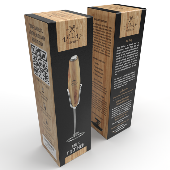 Milk Handheld Frother With Upgraded Holster Stand: Oak