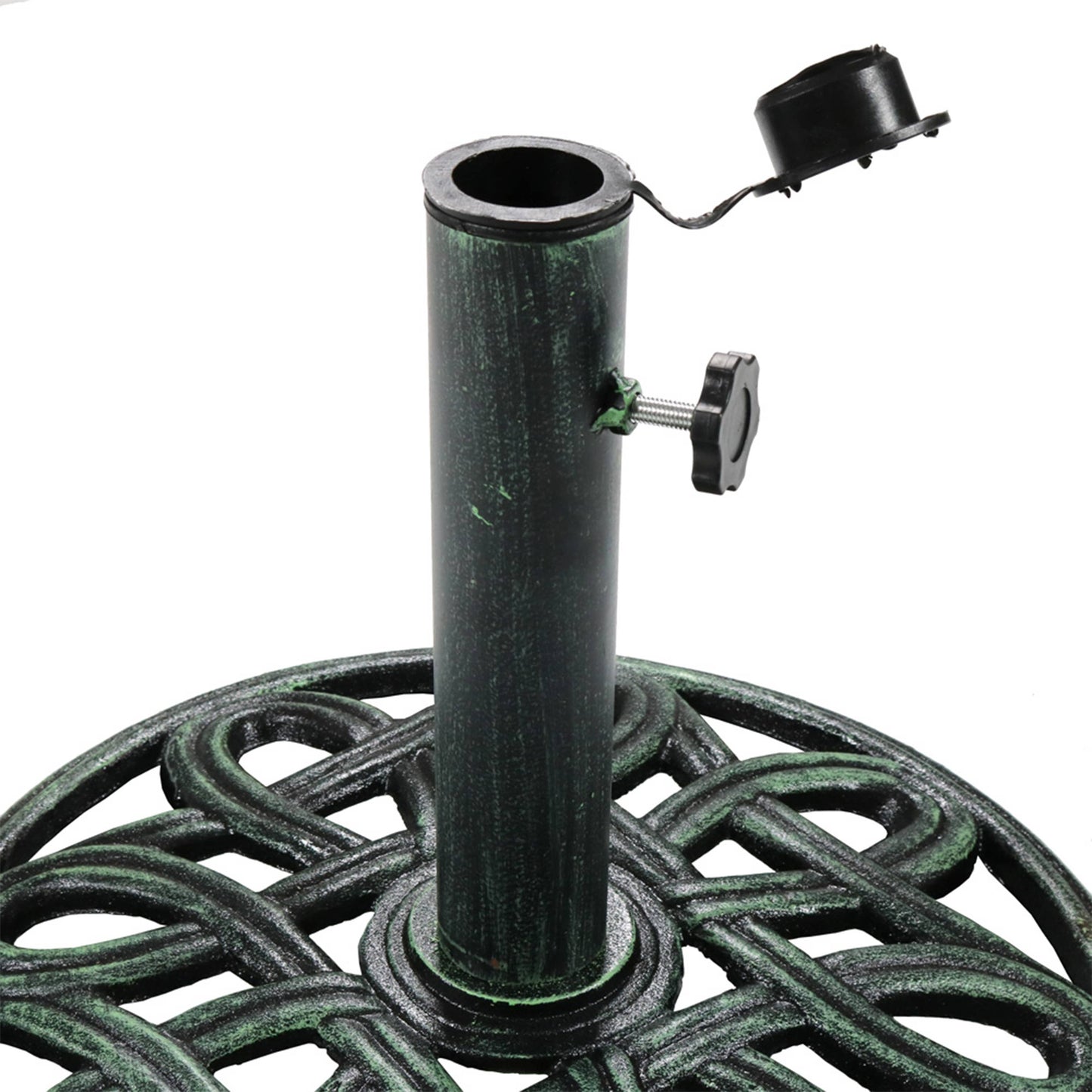 17 in Lattice Cast Iron Round Patio Umbrella Base - Black