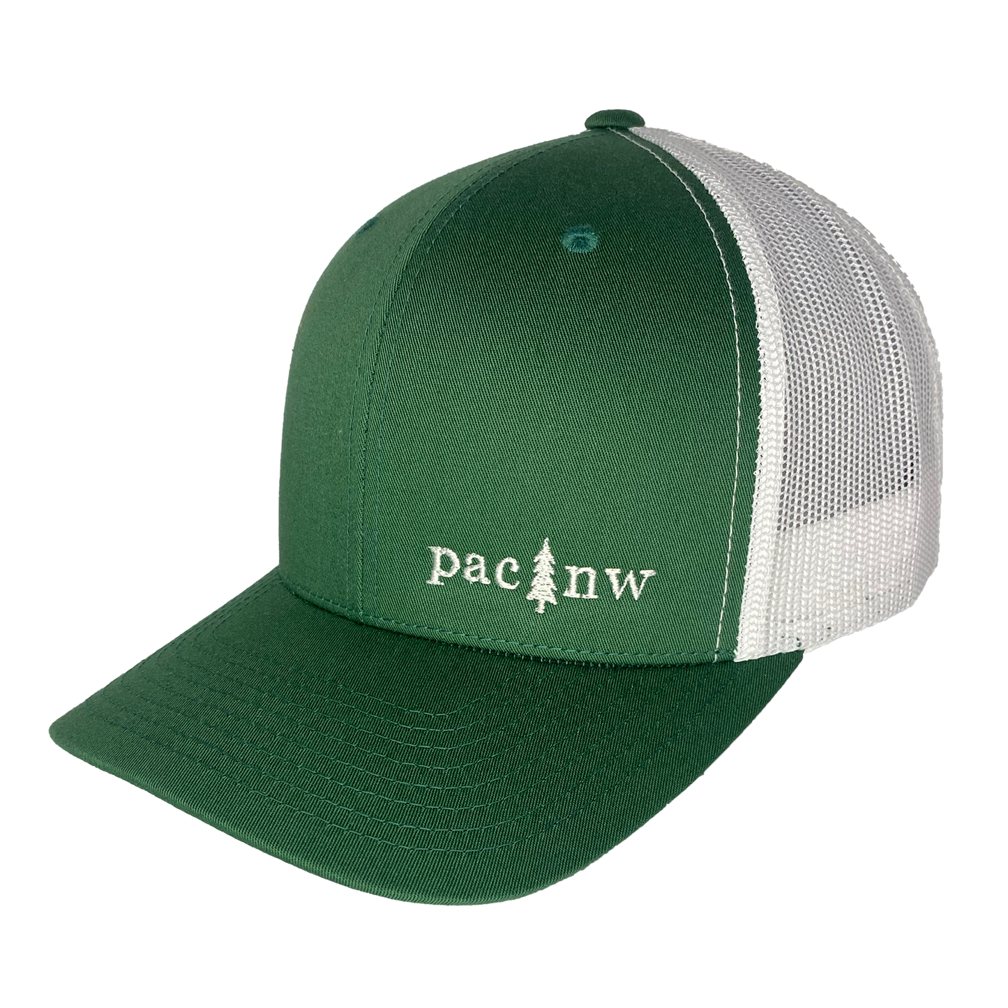 Pac NW Tree Curved Bill Trucker Cap: Camo Black