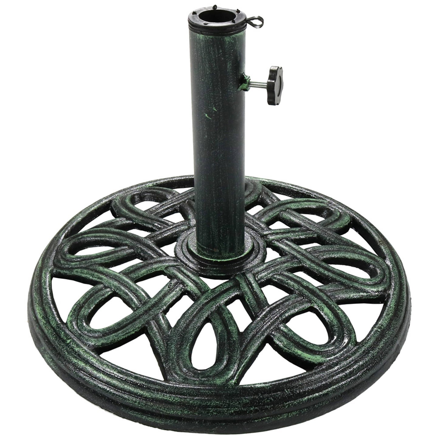 17 in Lattice Cast Iron Round Patio Umbrella Base - Black