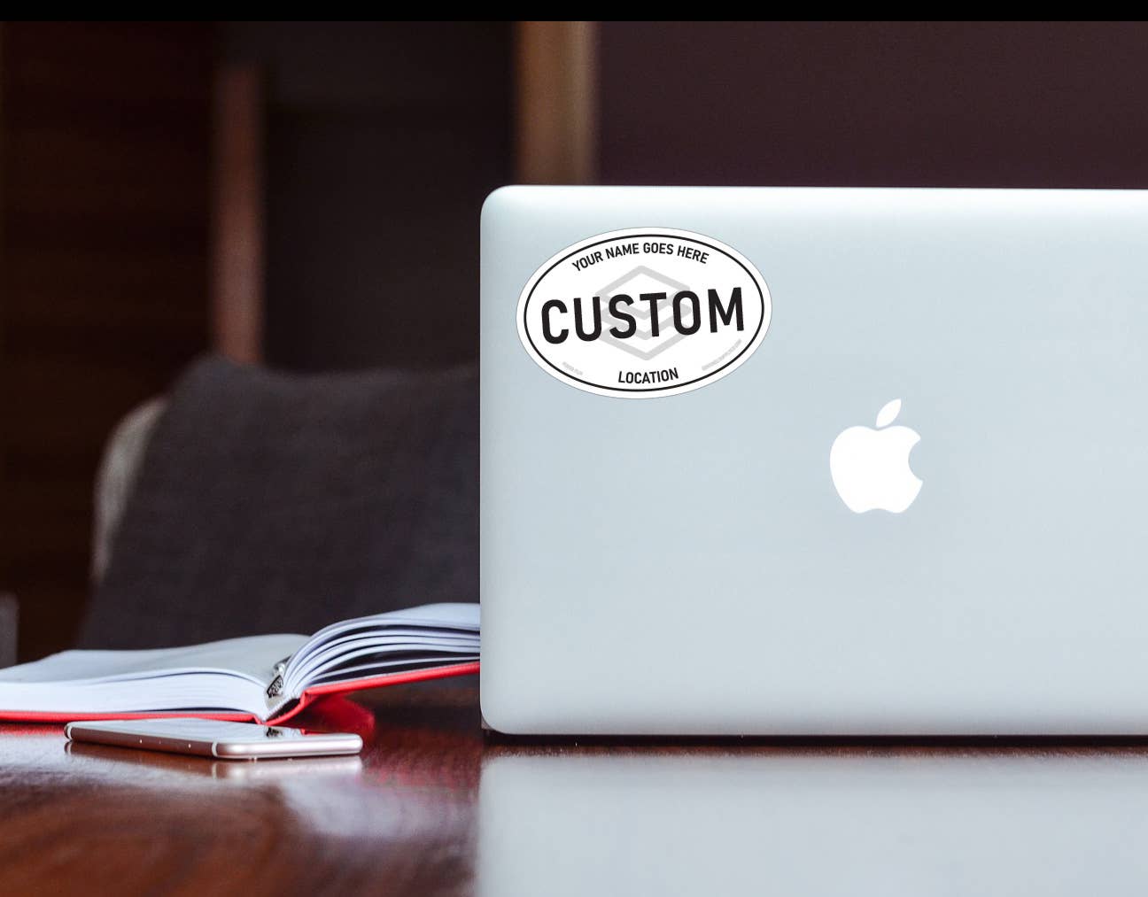 White Oval Custom Stickers - Name Drop Decals: First Time Order (Setup Fee Included) / Half of Each Size