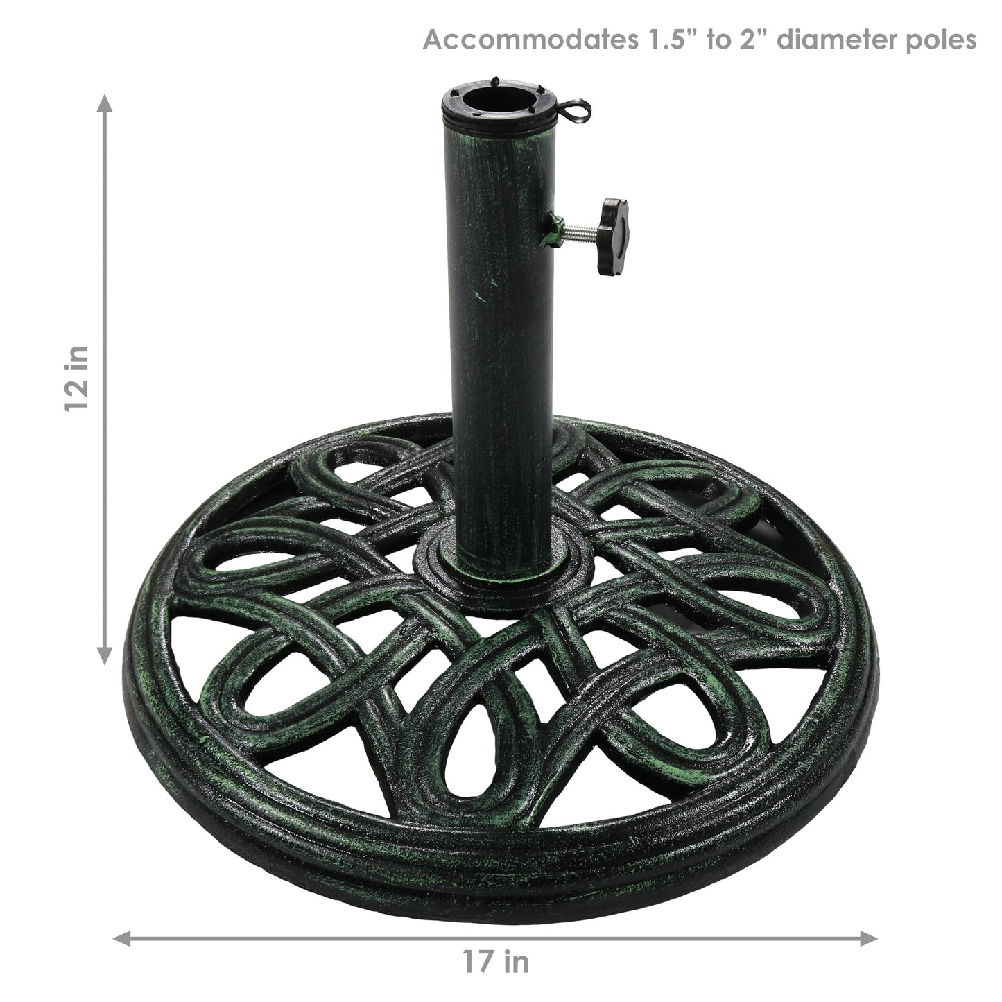 17 in Lattice Cast Iron Round Patio Umbrella Base - Black