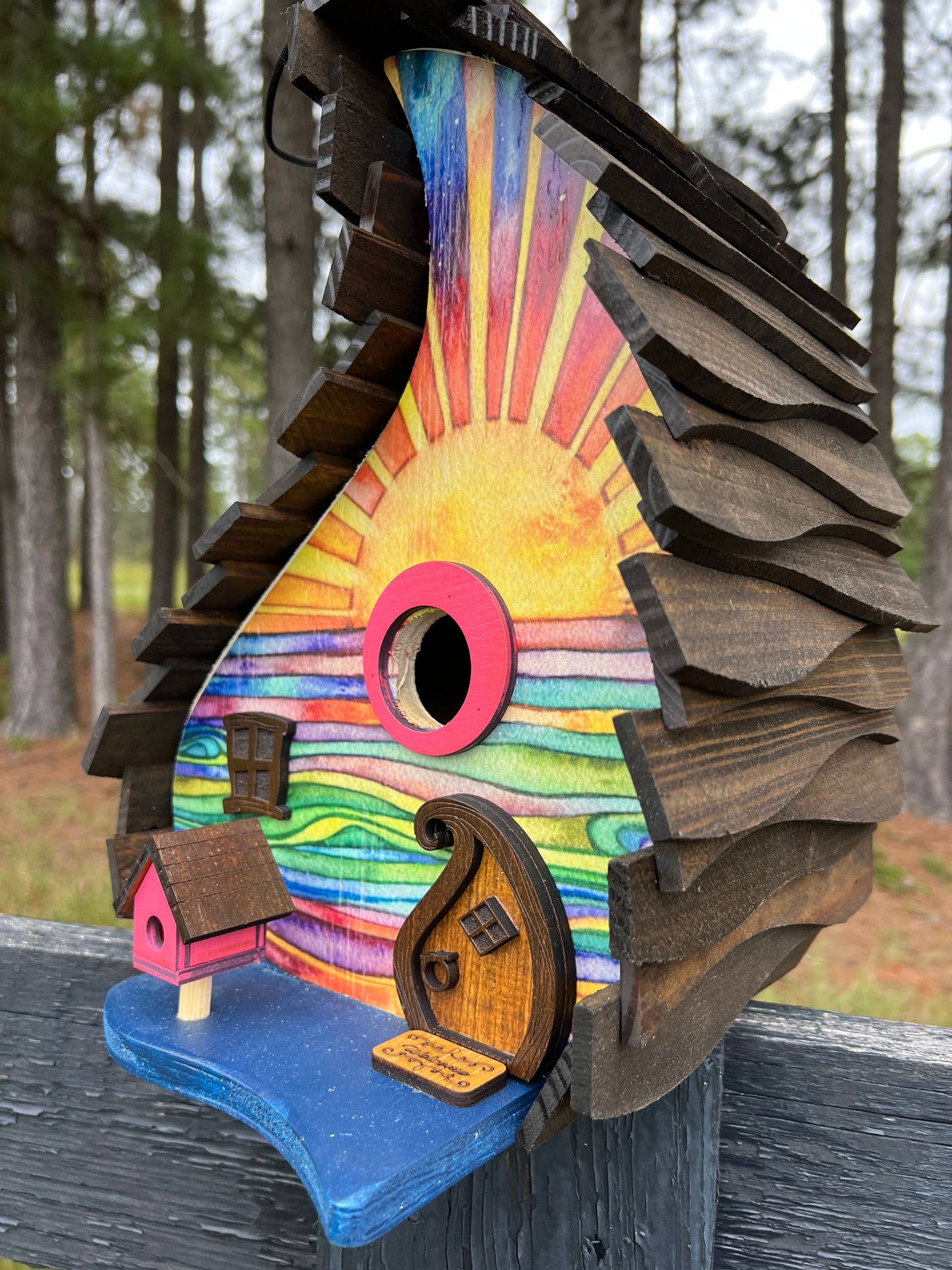 BIRDHOUSE, Unique Birdhouse, Sunset Birdhouse, Colorful Bird: Large