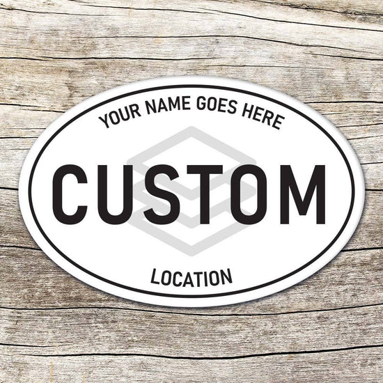 White Oval Custom Stickers - Name Drop Decals: First Time Order (Setup Fee Included) / Half of Each Size