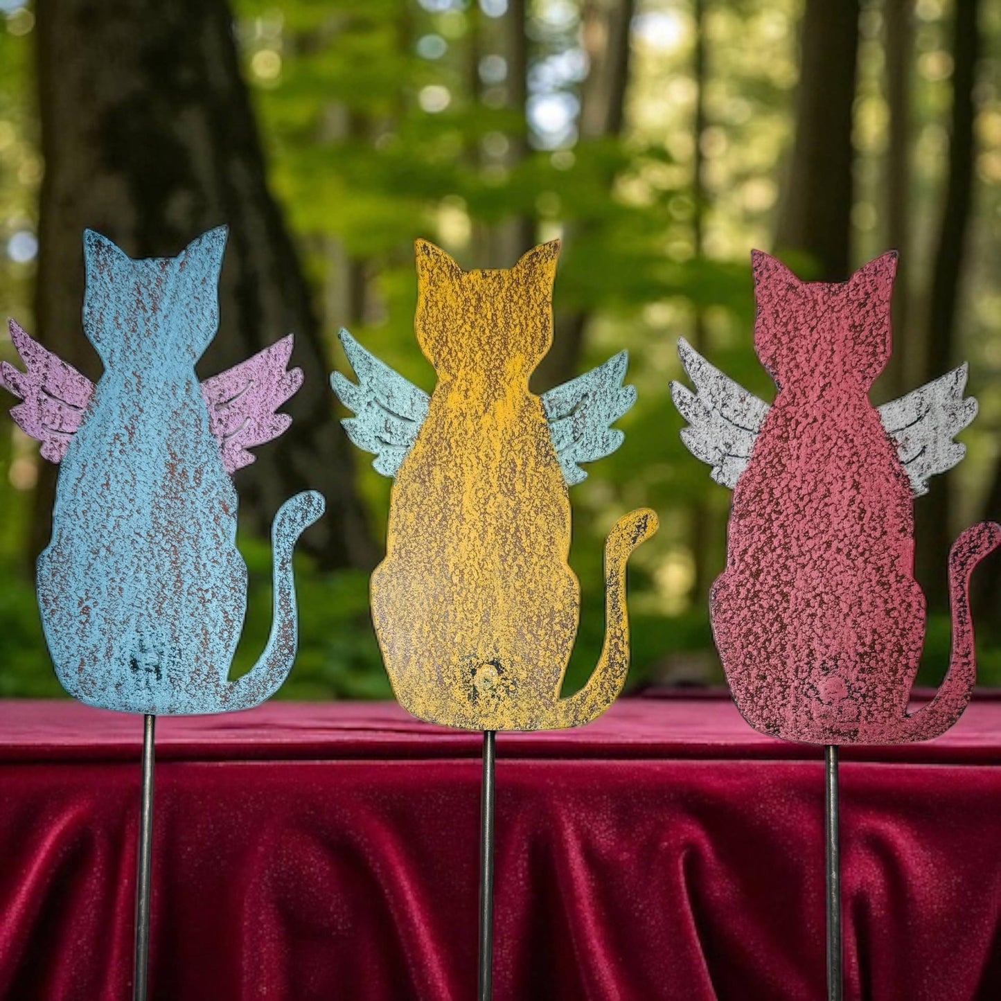 Cat Plant stake Pet memorial garden lawn stake cat Wings