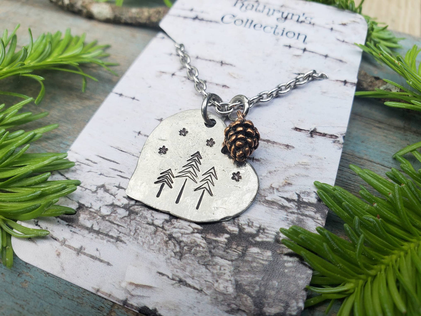 Pine Tree Heart Necklace