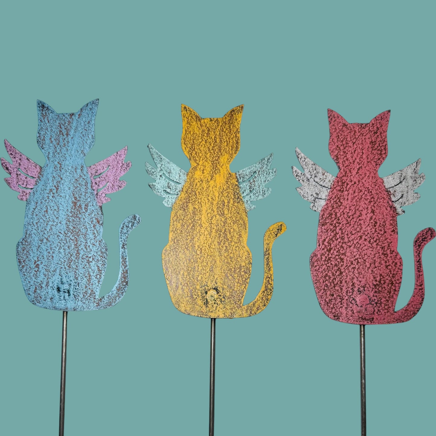 Cat Plant stake Pet memorial garden lawn stake cat Wings