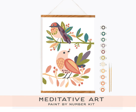 Load image into Gallery viewer, Birds on a Branch Meditative Art Paint by Number Kit
