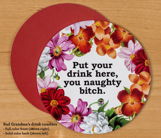 Load image into Gallery viewer, Put Your Drink Here Naughty Bitch coasters   -10 coaster set
