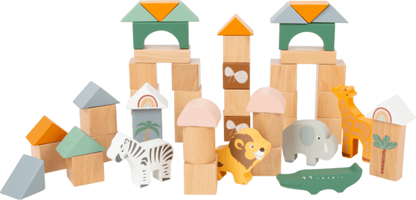 Load image into Gallery viewer, Small Foot Pastel Building Blocks Safari Theme 50 Piece Playset
