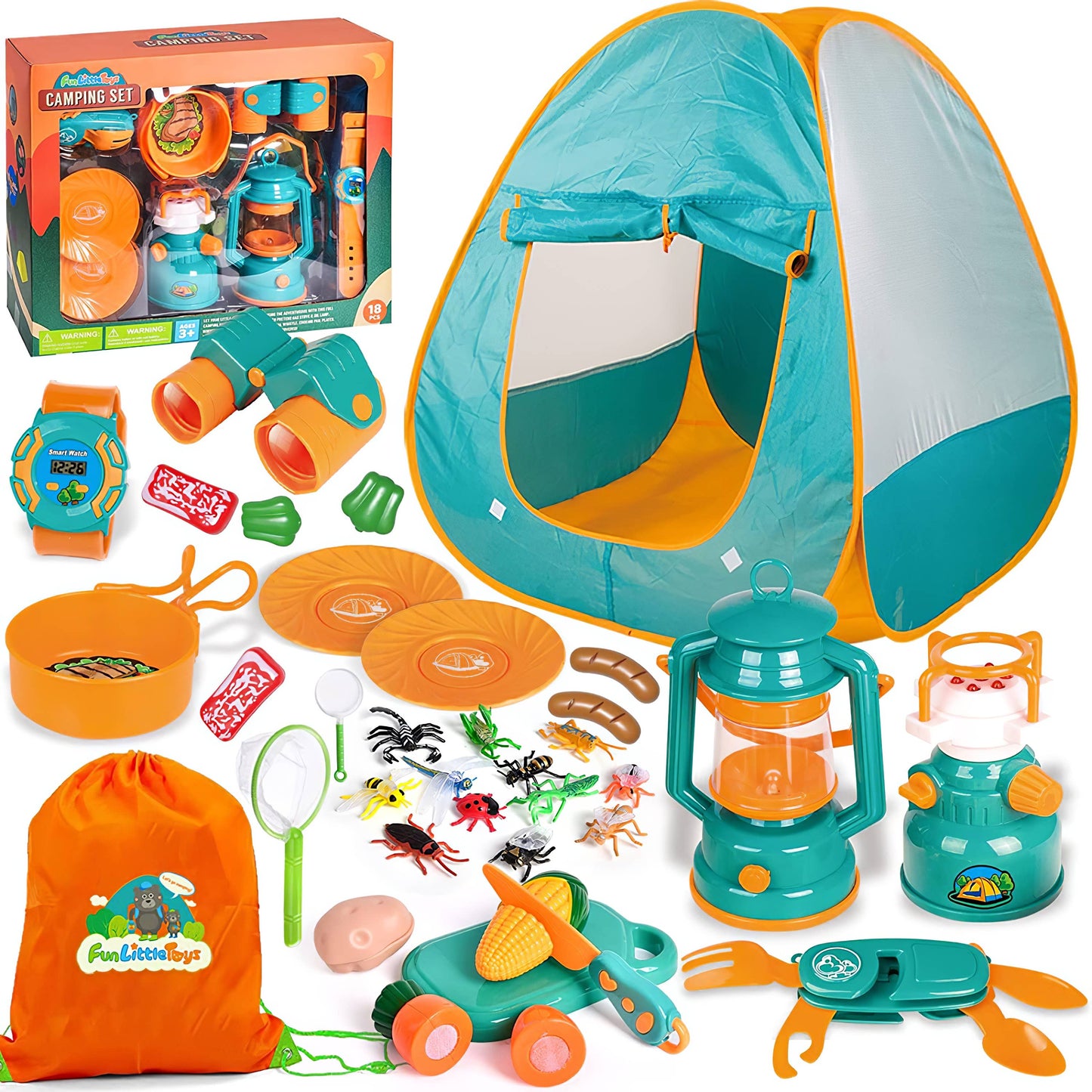 Camping Tent with Bug Catcher and Food 36 pcs