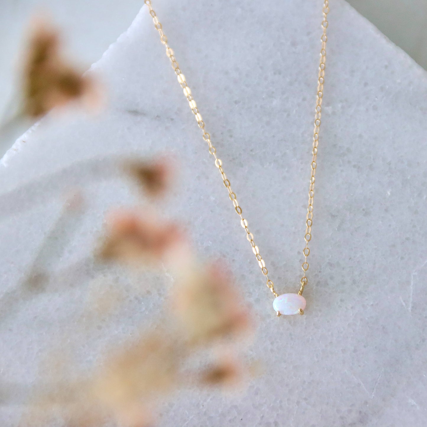 Load image into Gallery viewer, Tiny Oval Opal Necklace
