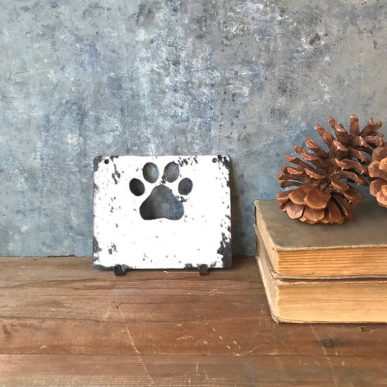 Load image into Gallery viewer, Rusty, Cream Painted Metal Key/Leash Holder Paw Cut Out
