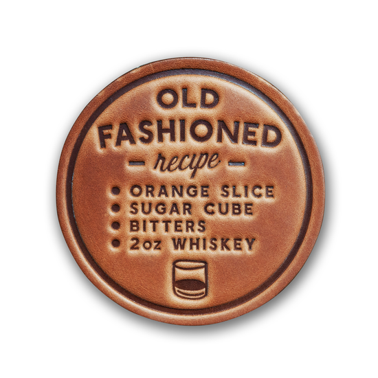 Load image into Gallery viewer, Old Fashioned Recipe Leather Coaster
