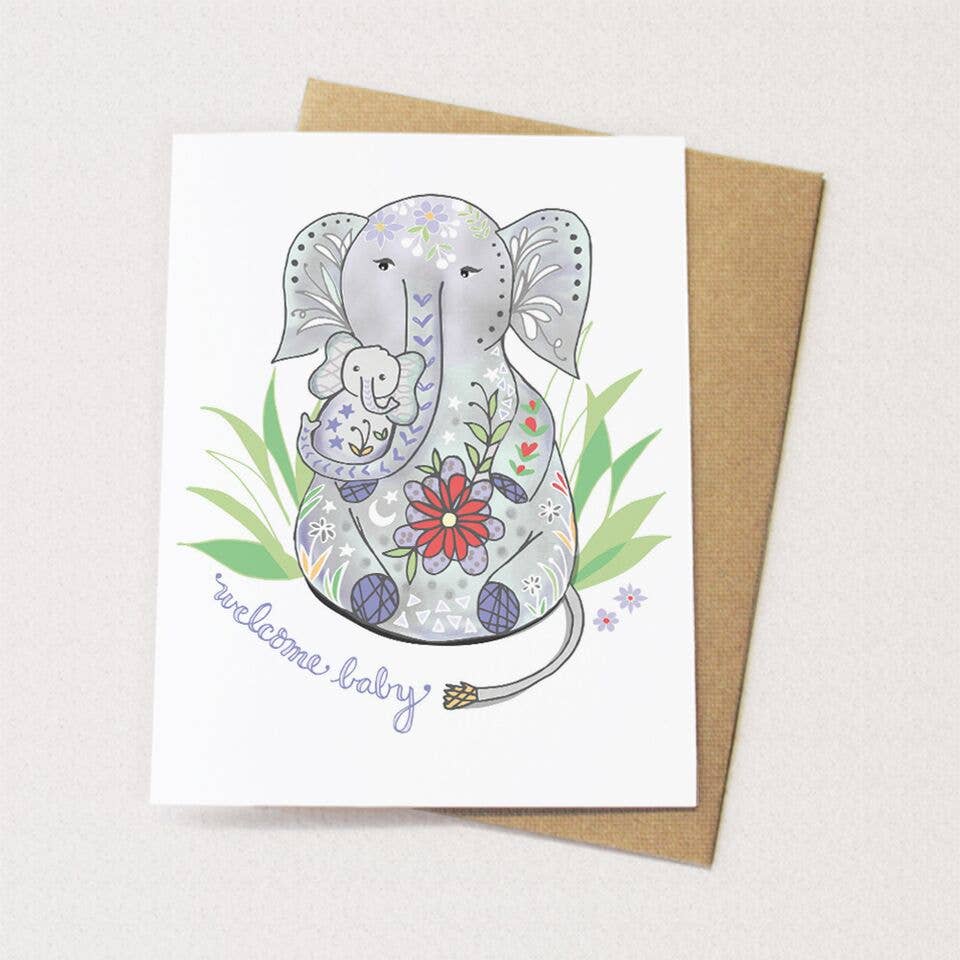 Baby Elephant Card - Welcome Baby Elephants Greeting Cards
