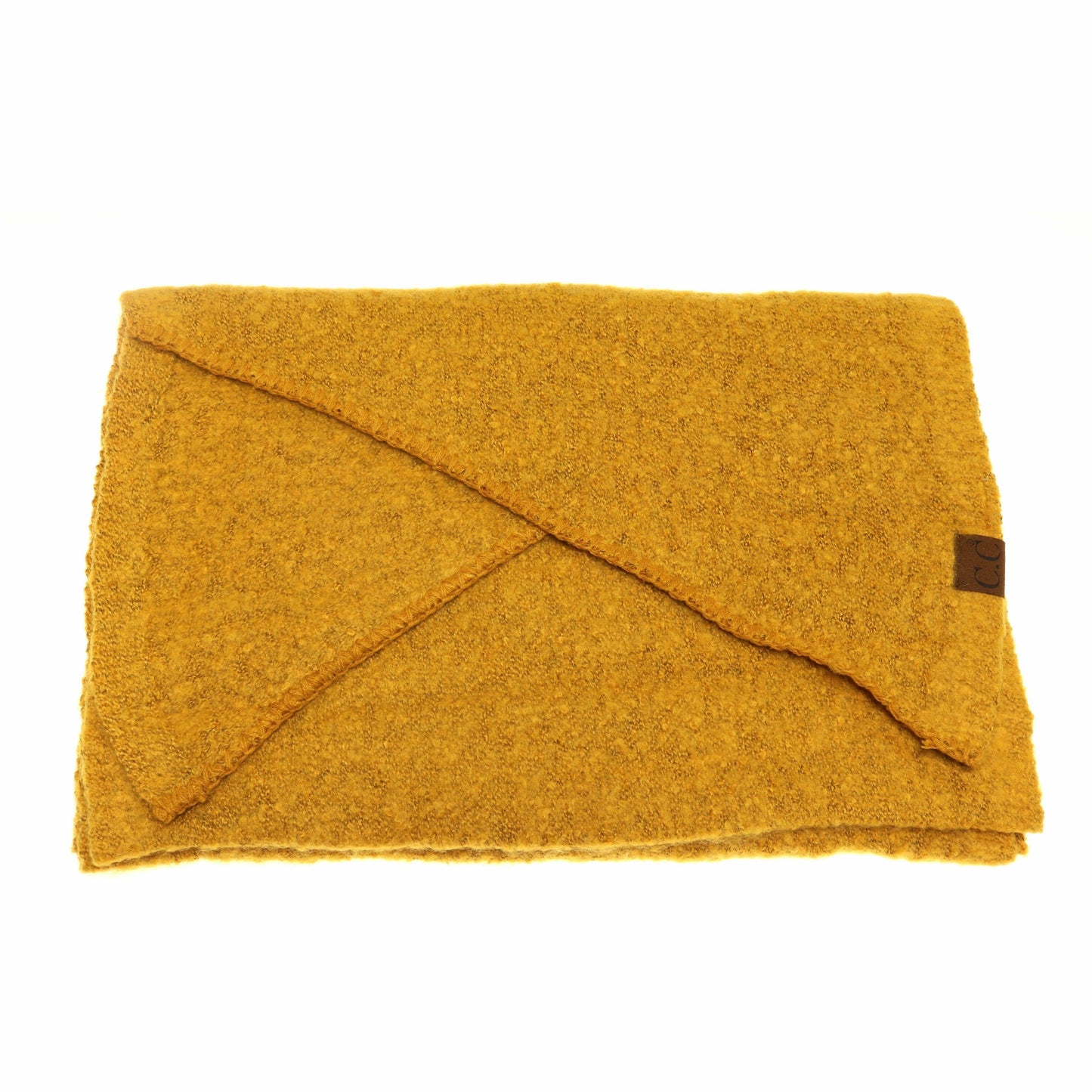 Load image into Gallery viewer, Solid Boucle Knit CC Scarf SF7006: Mustard
