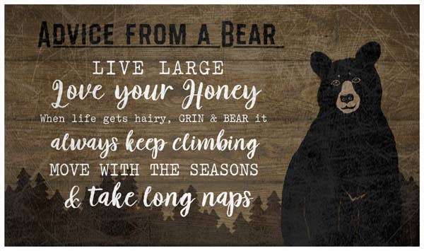 Load image into Gallery viewer, Wood Bear Advice Wall Plaque
