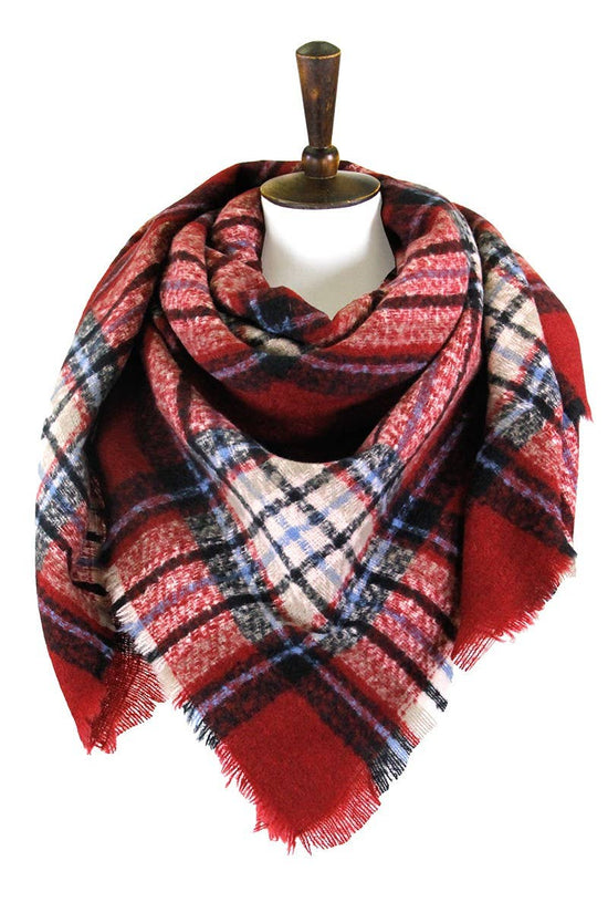 Load image into Gallery viewer, Women&amp;#39;s Plaid Pattern Square Blanket Scarf Wrap
