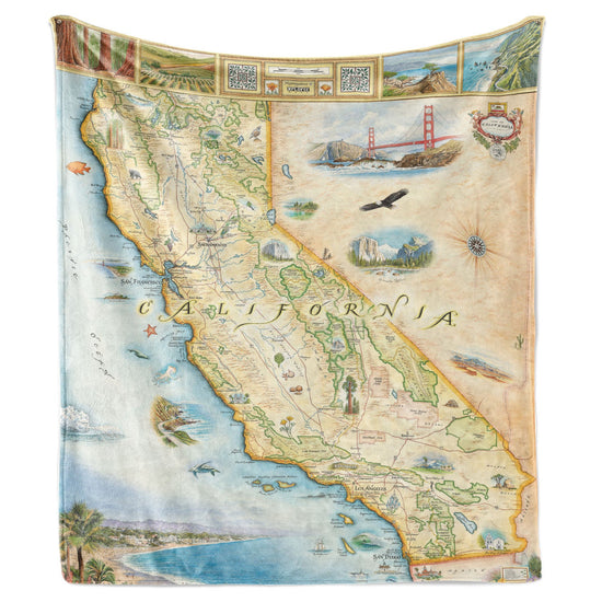 Load image into Gallery viewer, California State Map Fleece Blanket
