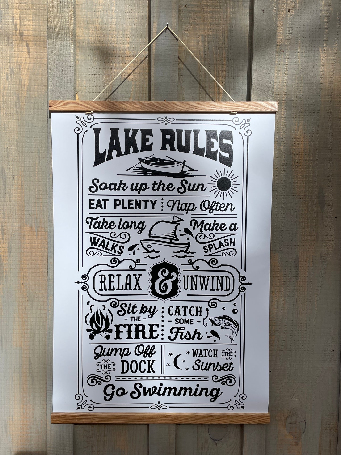 Load image into Gallery viewer, Lake Rules Wood Framed Print
