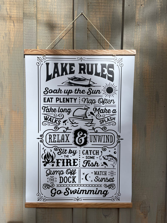 Lake Rules Wood Framed Print