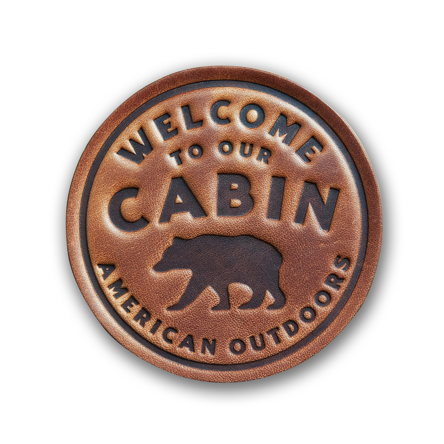 Load image into Gallery viewer, Welcome to Our Cabin Leather Coaster
