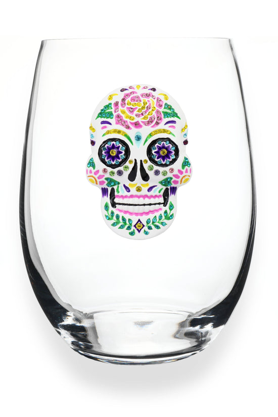 Sugar Skull Stemless Wine Glass
