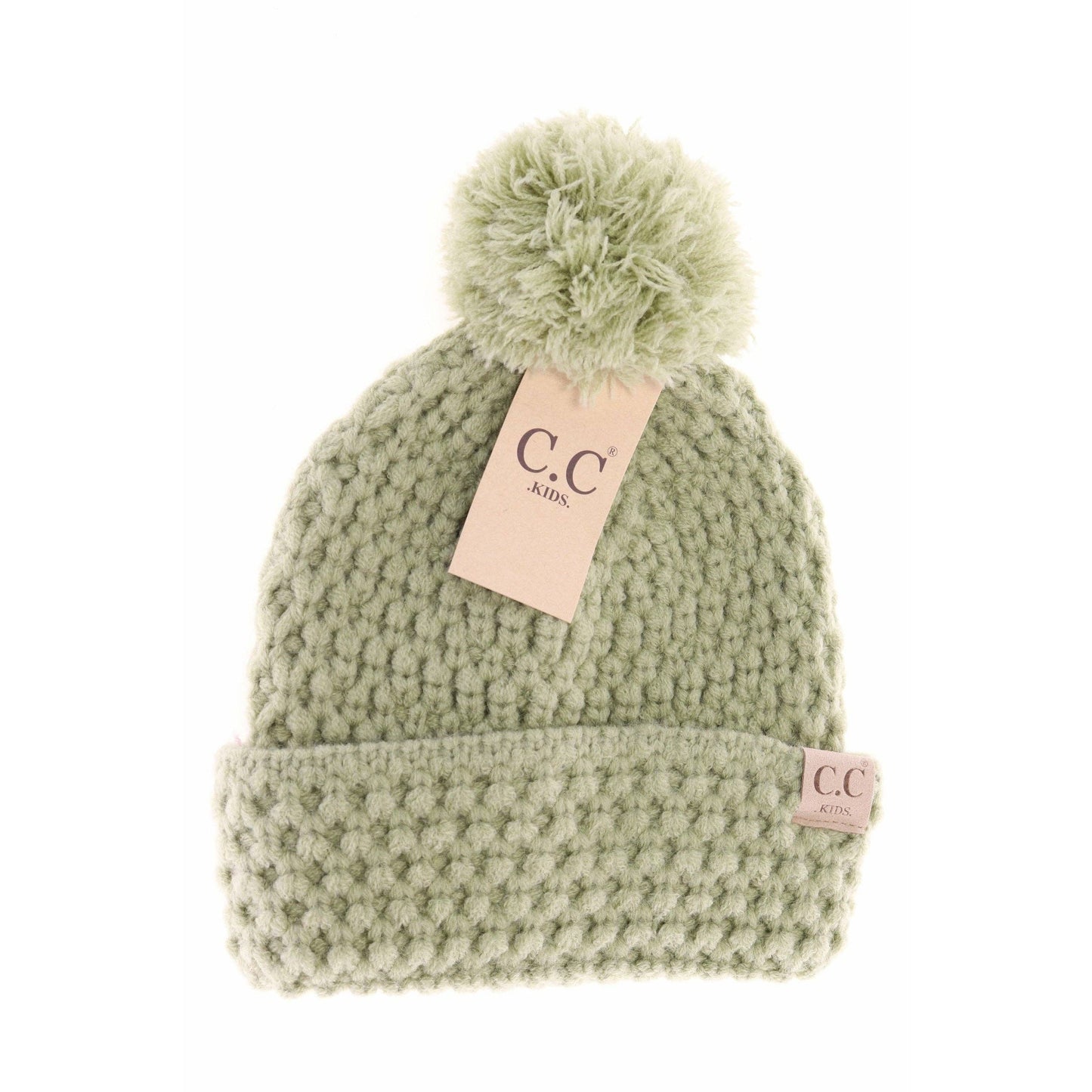 Load image into Gallery viewer, Kids Bee Stitch Knit Pom: Winter Lime
