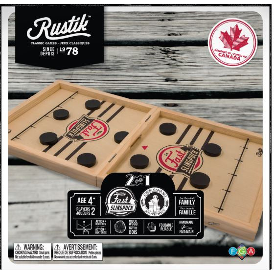 Rustik Foldable Chess / Fast Sling Puck 2-In-1 Game